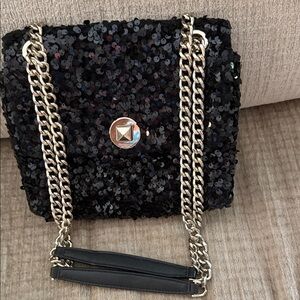 Kate Spade, black New York Natalie sequin bag shoulder strap 8 x 8